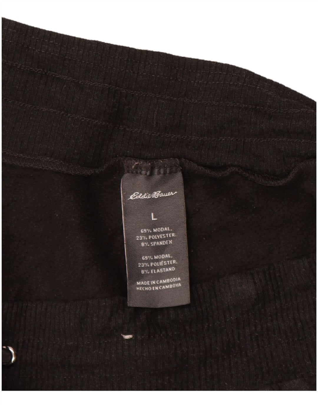 EDDIE BAUER Womens Tracksuit Trousers UK 14 Large Black Modal
