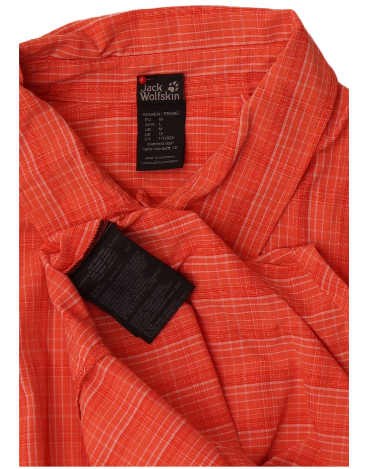 Jack Wolfskin ženska košulja kratkih rukava UK 12 srednje narančasta karirana poliamida
