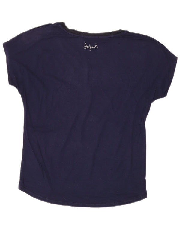 Ženska majica kratkih rukava Desigual s grafičkim motivima UK 14 Srednje tamnoplava paisley boja