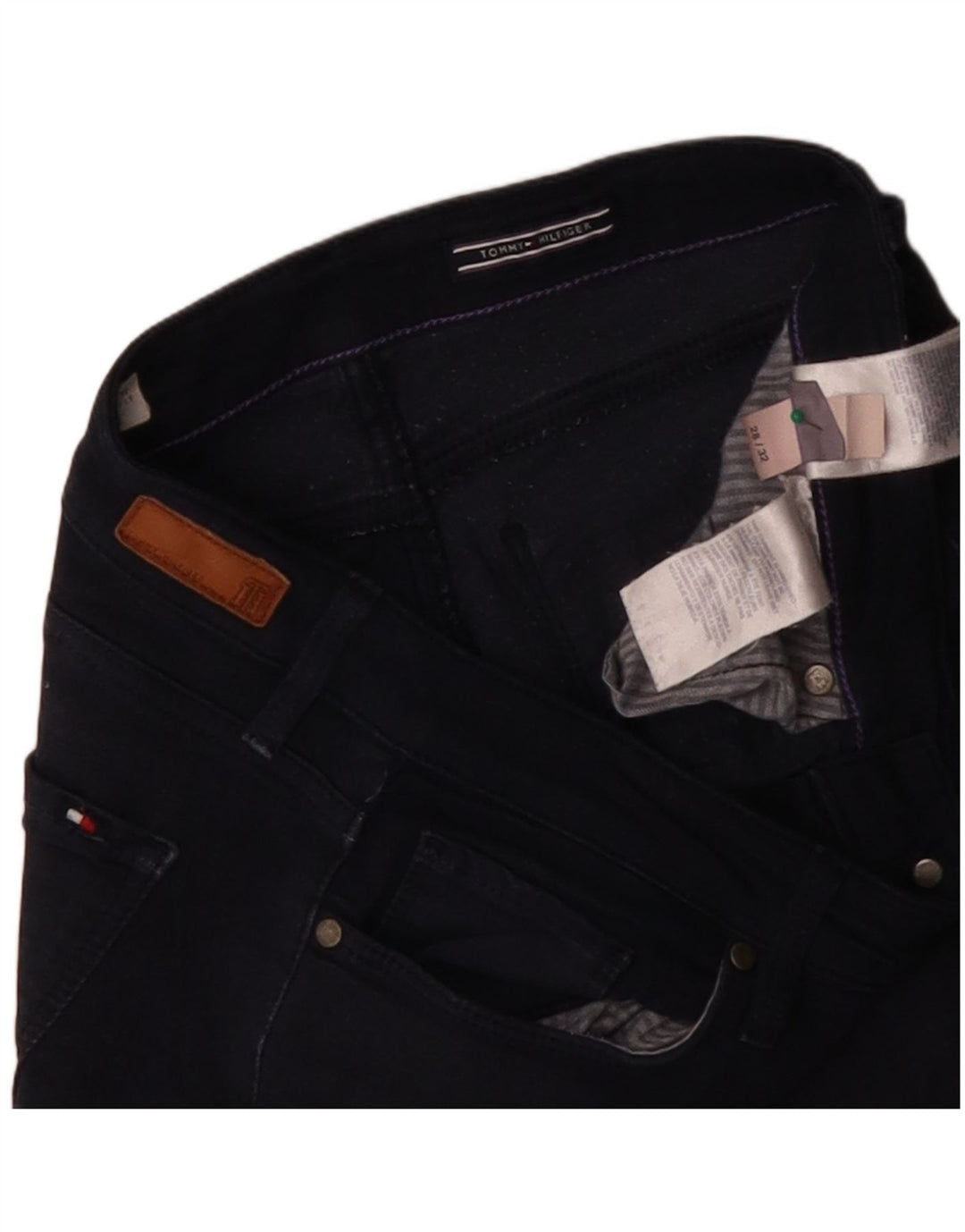 TOMMY HILFIGER Ženske Como LW uske traperice W28 L32 Mornarsko plavi pamuk