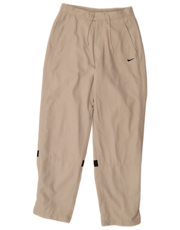 NIKE Mens Straight Windbreaker Trousers Small W29 L30 Beige Colourblock