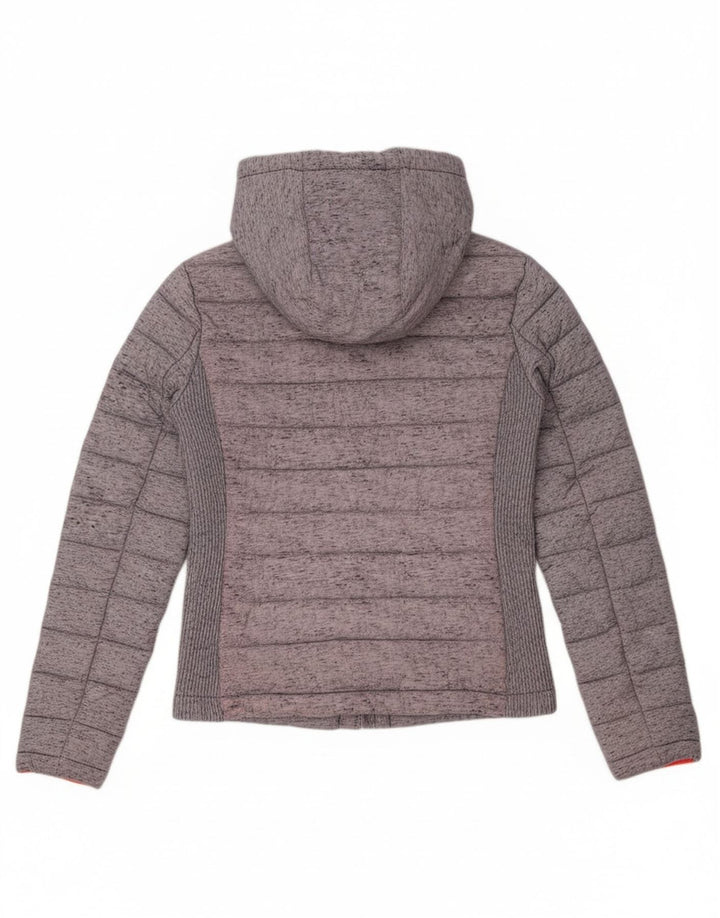 Superdry ženska podstavljena jakna s kapuljačom UK 8 XS Sivi poliester u boji