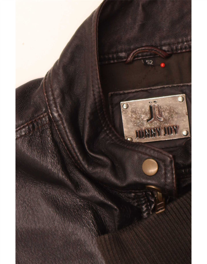 Vintage muška kožna bomber jakna IT 52 XL smeđa retro