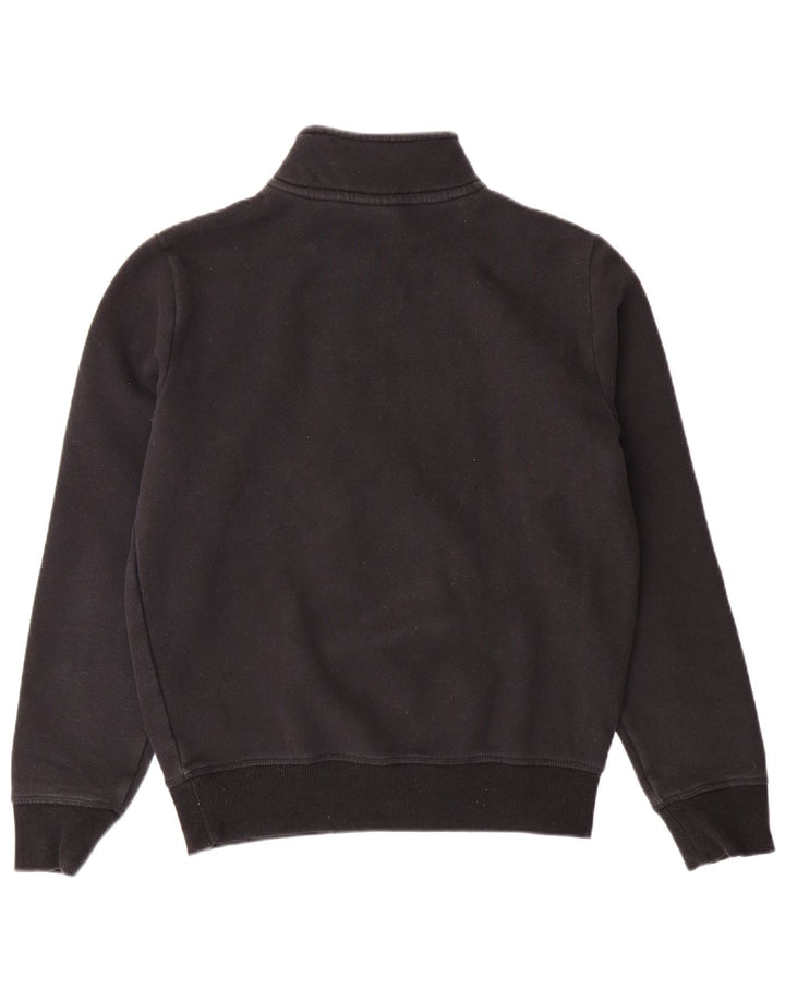 SUPERDRY Mens Zip Neck Sweatshirt Jumper Small Black Cotton