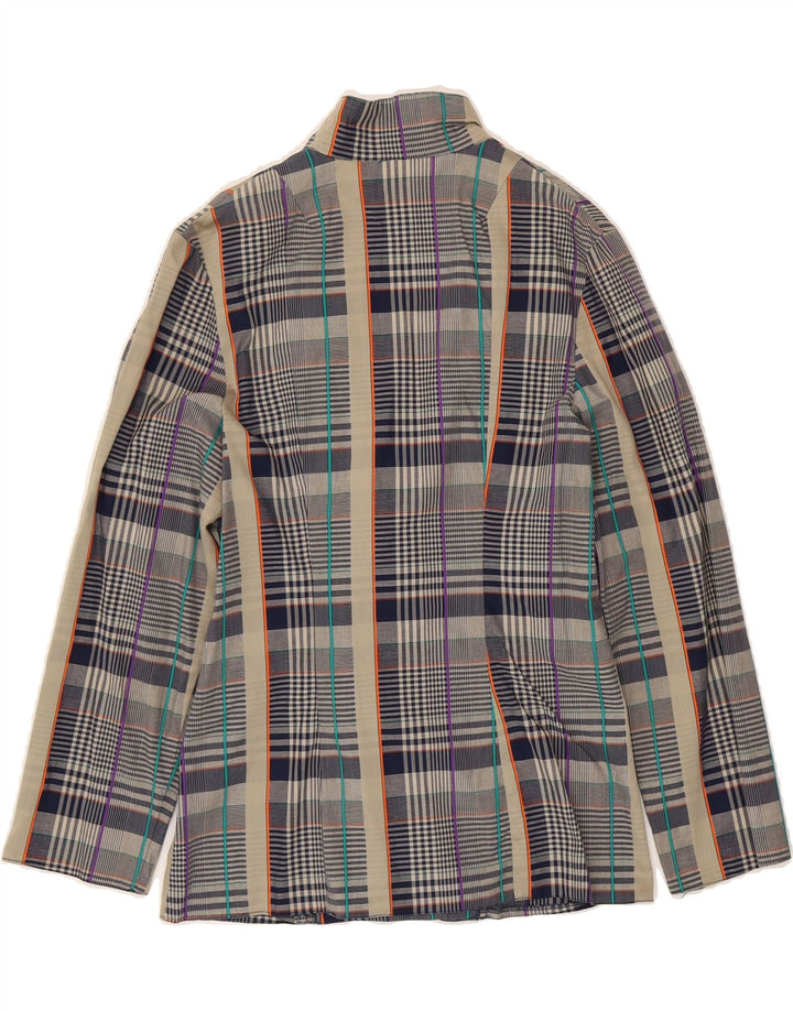 VINTAGE Womens 2 Button Blazer Jacket EU 38 Medium Navy Blue Check Vintage Vintage and Second-Hand Vintage from Messina Hembry 