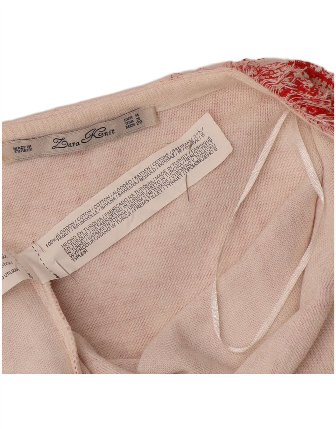 Zara ženski otvoreni kardigan pulover s 3/4 rukava UK 14 srednje crvene fleke