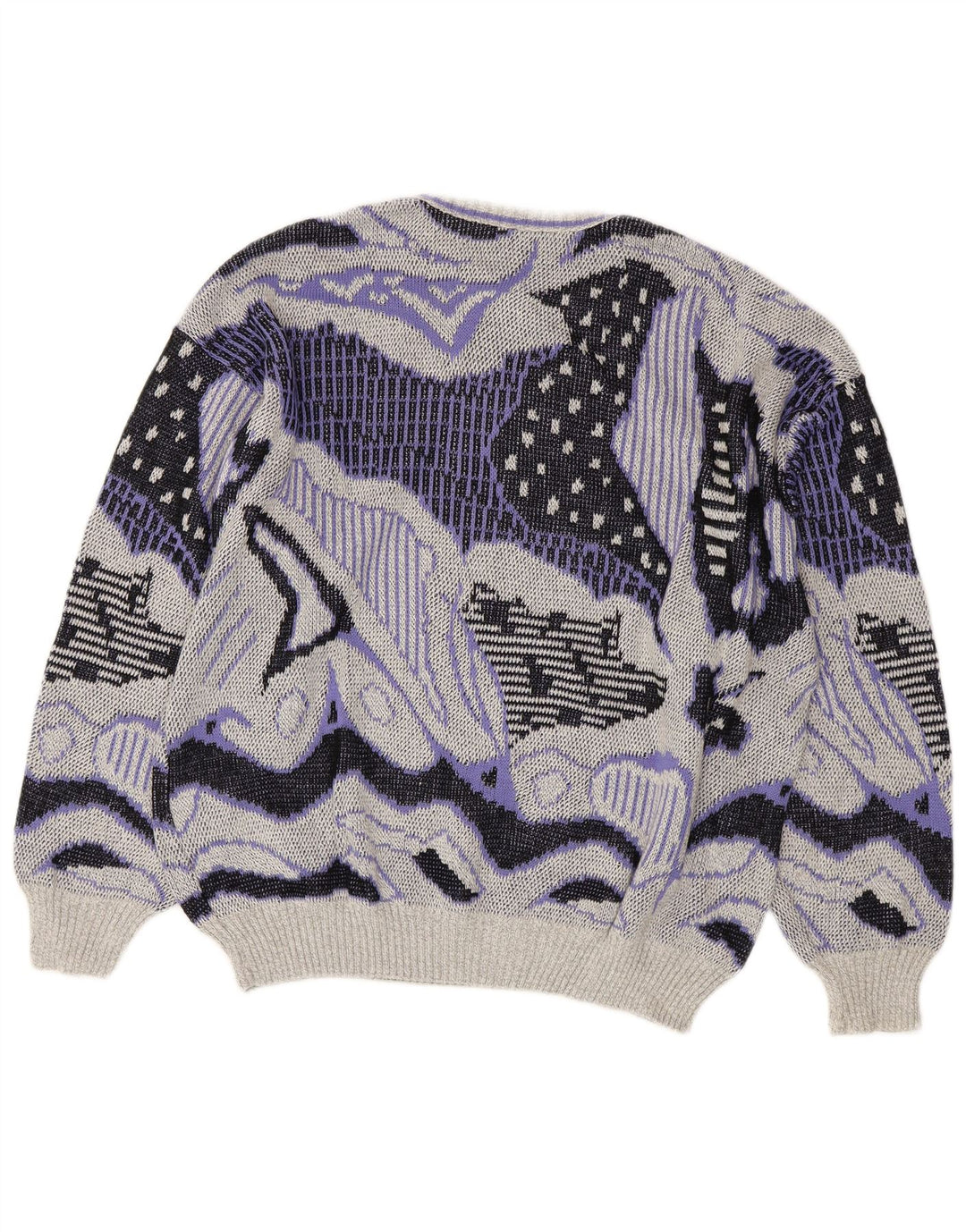 VINTAGE ženski pulover s okruglim izrezom s apstraktnim uzorkom UK 20 2XL siva