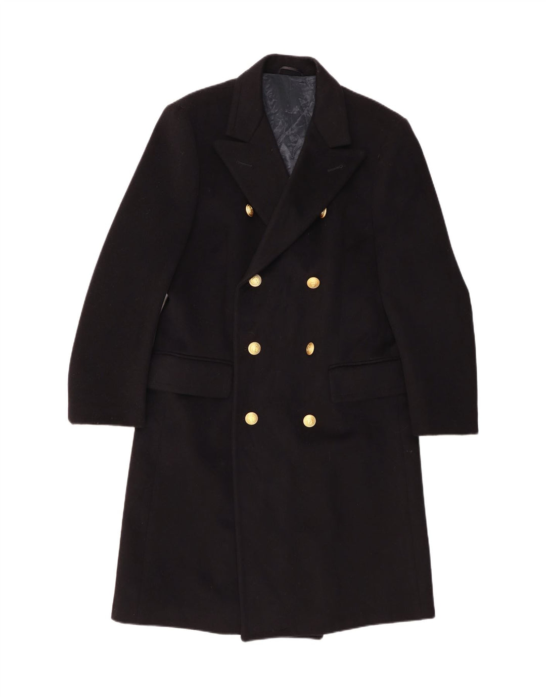 Vintage ženski kaput s dvorednim kopčanjem IT 52 2XL crni klasik