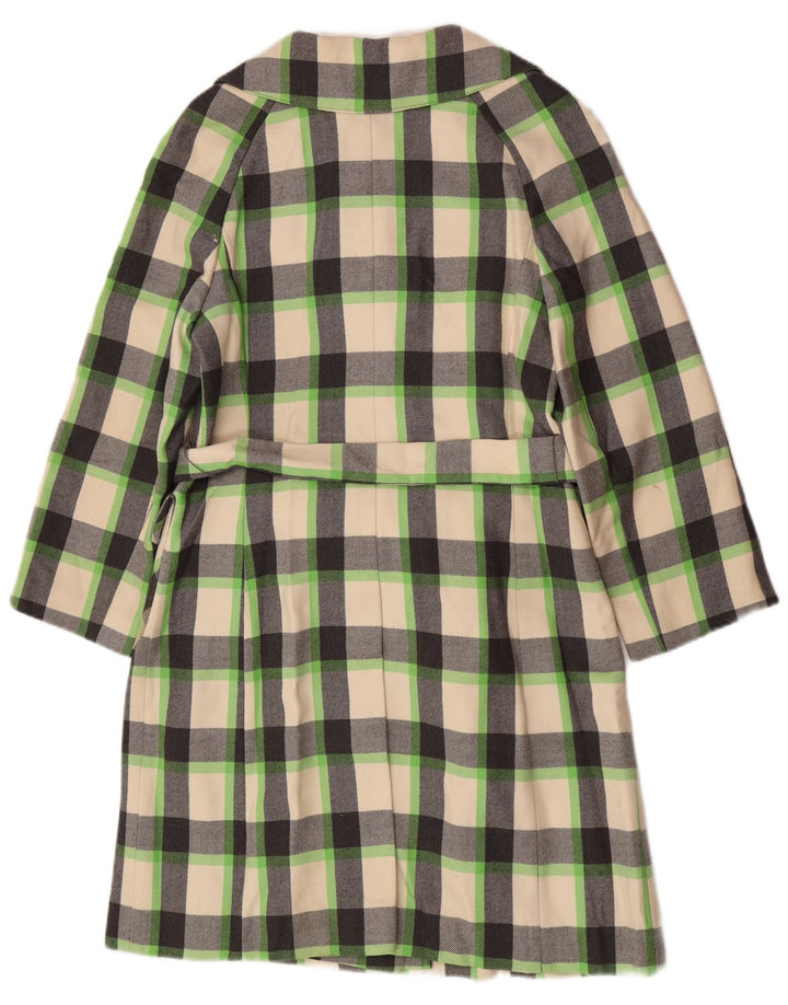 Vintage ženski kaput UK 12 srednje raznobojna karirana nova vuna