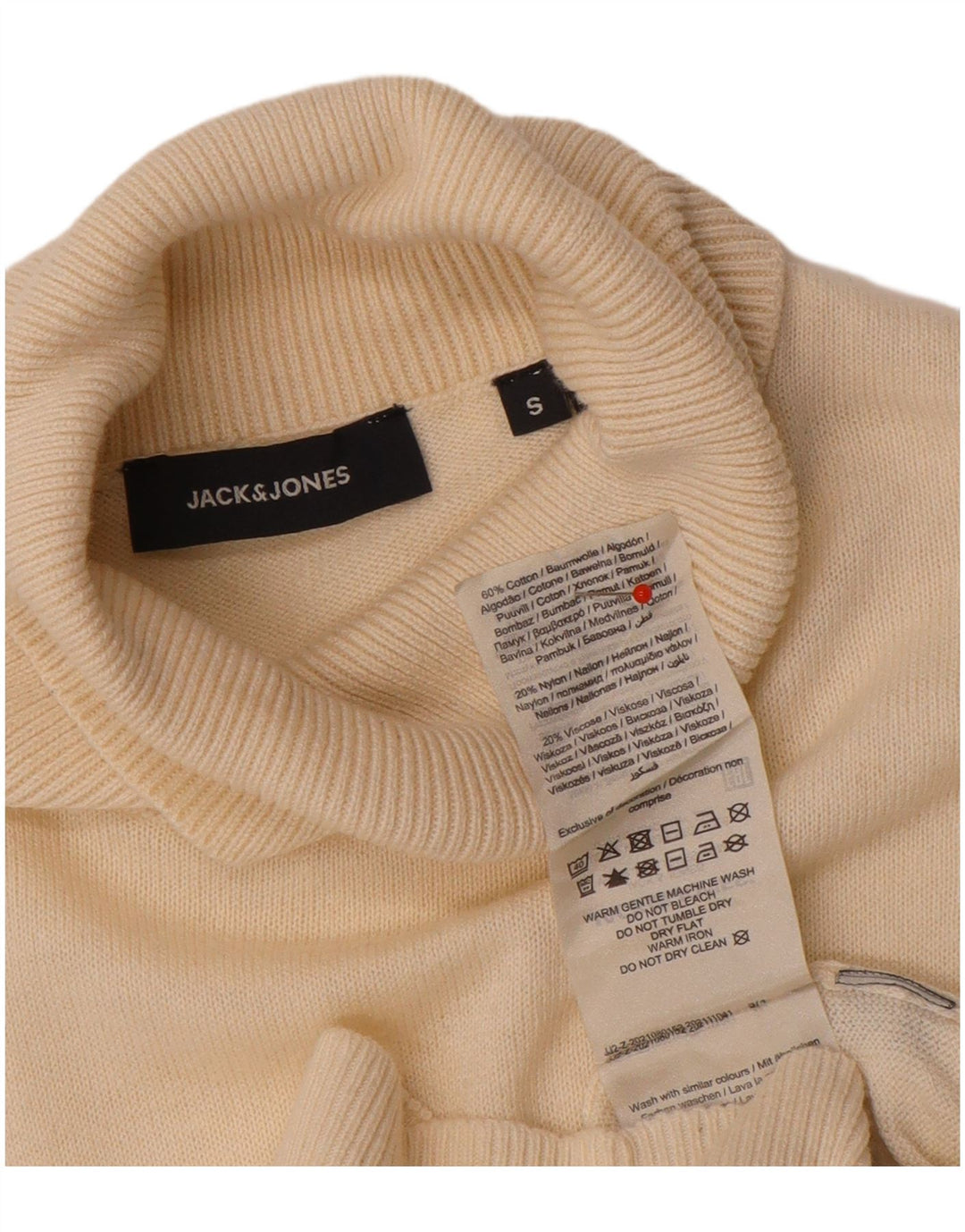 Jack & Jones, muški džemper s rol izrezom, mali sivobijeli pamuk