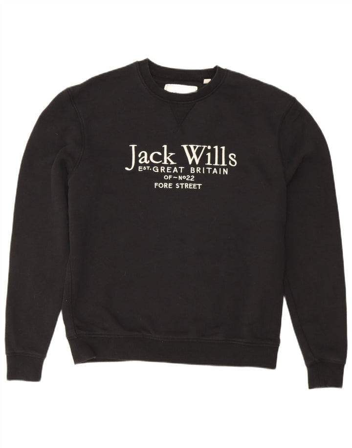 Jack Wills Muška majica s grafičkim motivima Mali crni pamučni džemper