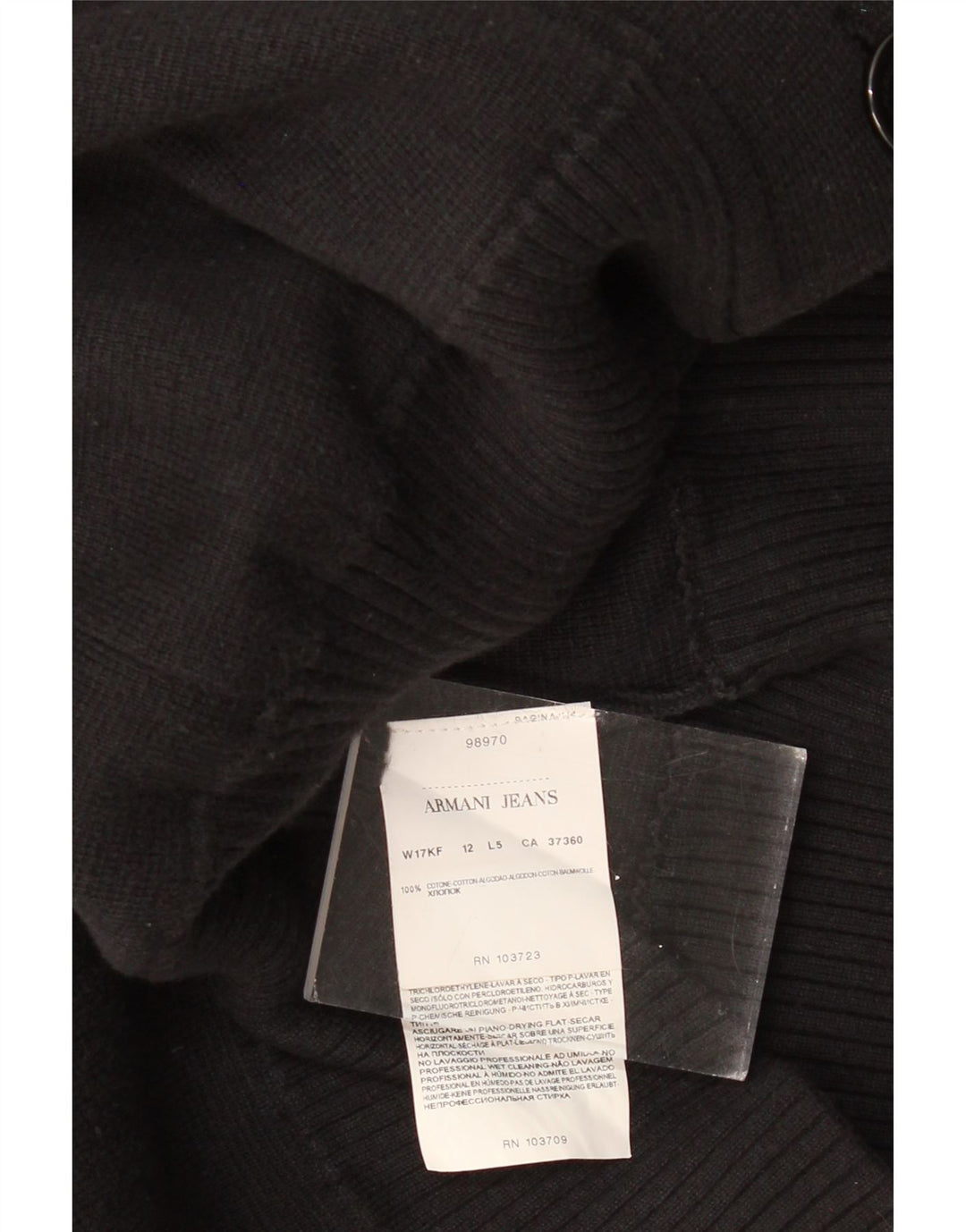 ARMANI JEANS Ženski džemper kardigan UK 12 Srednji crni pamuk