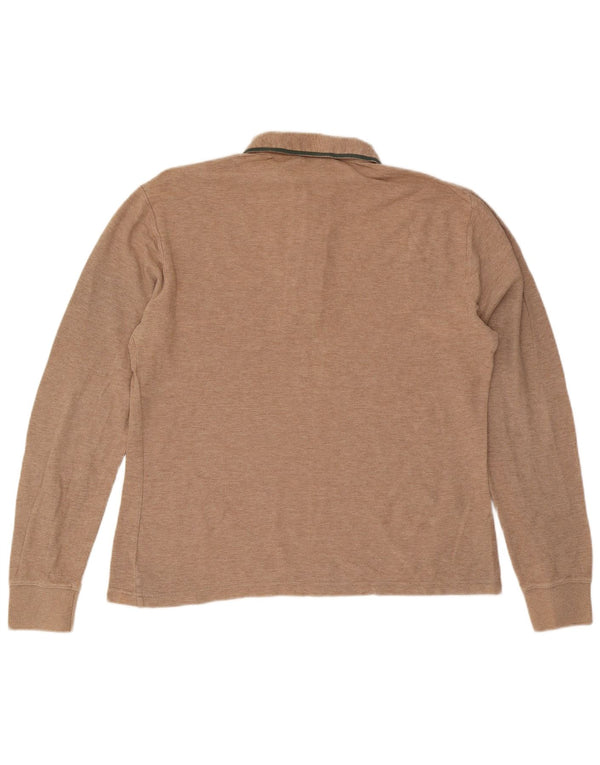 Penguin Heritage muška uska polo majica dugih rukava Srednje bež pamuk