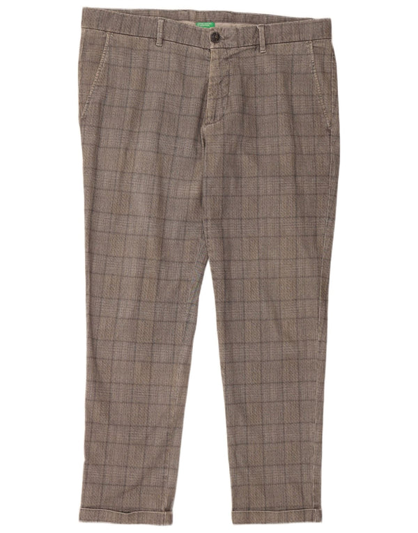 Benetton muška majica s kapuljačom IT 54 2XL W40 L29 sivi karirani pamuk