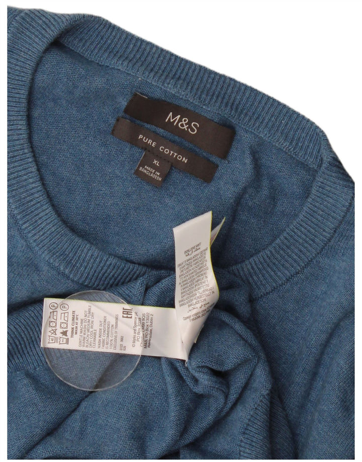 Marks & Spencer muški džemper s okruglim izrezom XL plavi pamuk