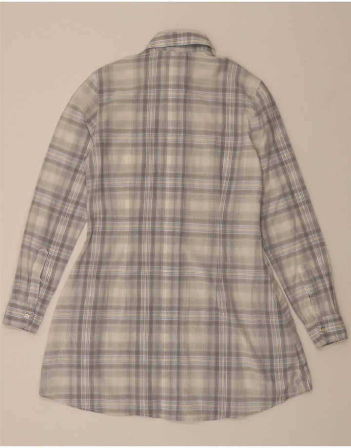 NORTH SAILS Womens Pullover Shirt Dress UK 10 Small Grey Plaid Cotton Vintage North Sails and Second-Hand North Sails from Messina Hembry 