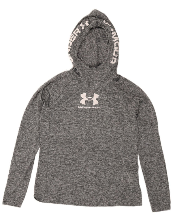 Under Armour Mens Hooded Graphic Top Long Sleeve Medium Grey Flecked