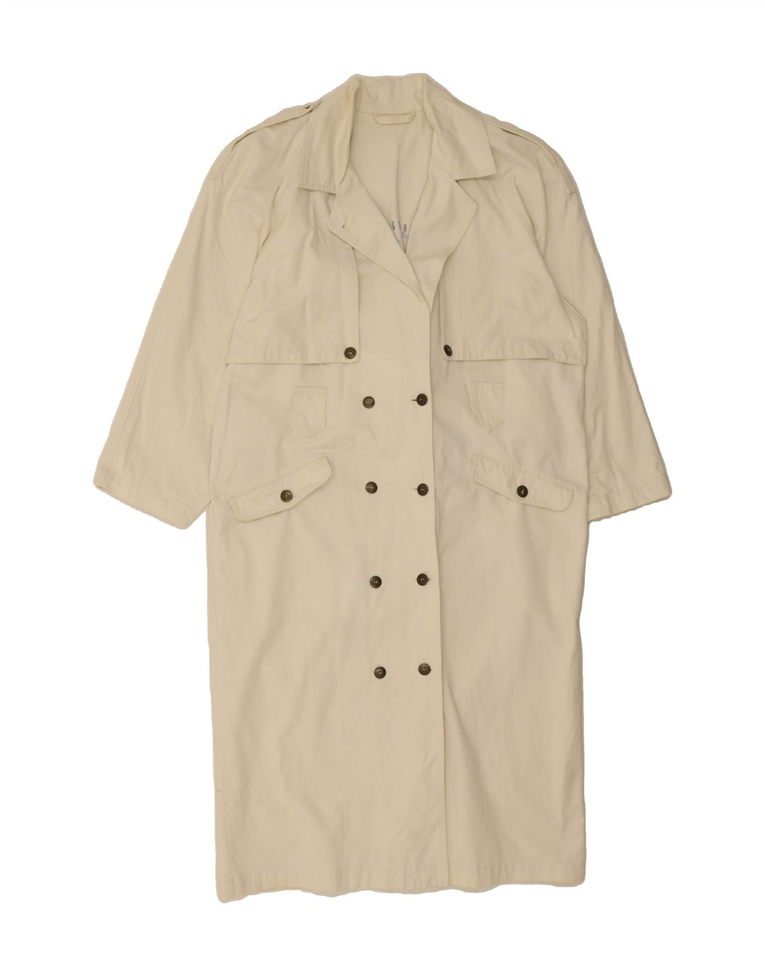 TOGETHER Womens Oversized Trench Coat EU 38/40 Medium Off White Cotton Vintage Together and Second-Hand Together from Messina Hembry 