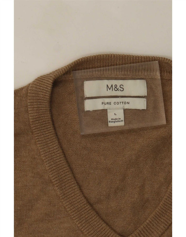 Marks & Spencer muški džemper s V-izrezom, veliki smeđi pamuk