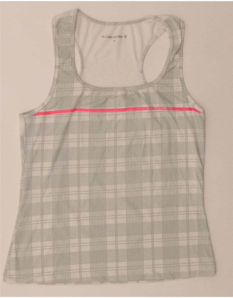 BJORN BORG Womens Vest Top UK 18 XL White Check Vintage Bjorn Borg and Second-Hand Bjorn Borg from Messina Hembry 