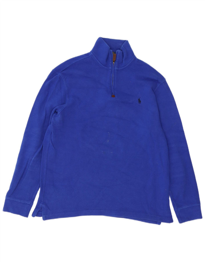 Polo Ralph Lauren muški džemper s izrezom s patentnim zatvaračem srednje plavi