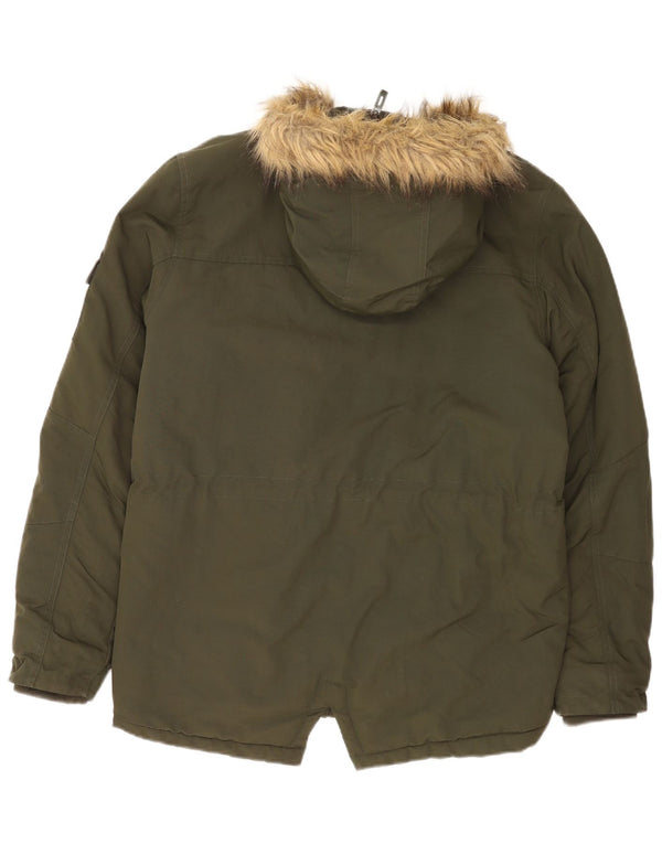Ellesse muška parka jakna s kapuljačom UK 38, srednji kaki najlon