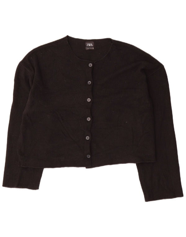 Zara ženski kratki kardigan pulover UK 18 XL crni poliester