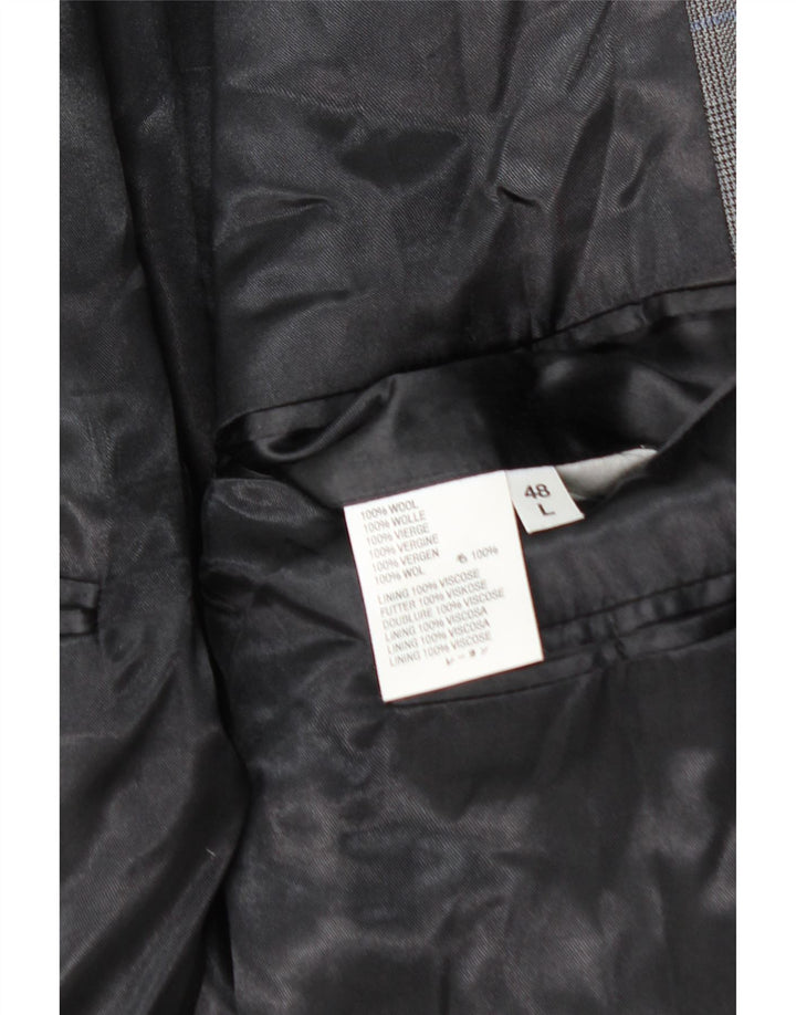 AQUASCUTUM Muška jakna sako s 3 gumba UK 48 4XL Siva karirana vuna