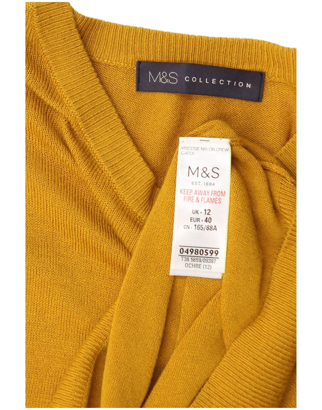 MARKS & SPENCER Ženski džemper kardigan UK 12 Srednje žuta viskoza