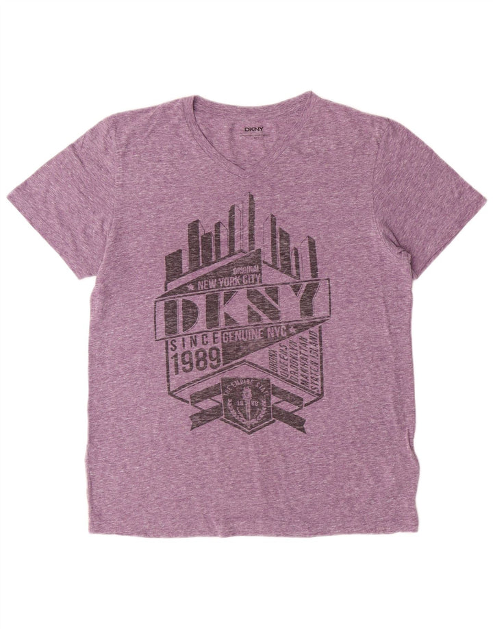DKNY Mens Graphic T-Shirt Top Medium Purple Polyester
