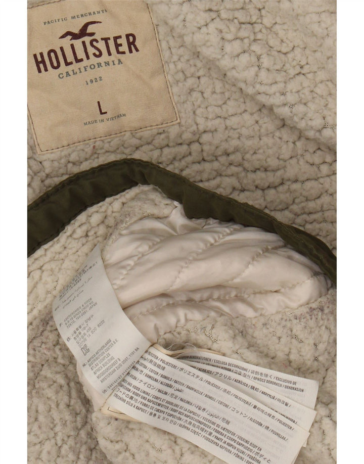 HOLLISTER Womens Hooded Parka Jacket UK 16 Large Khaki Polyester Vintage Hollister and Second-Hand Hollister from Messina Hembry 