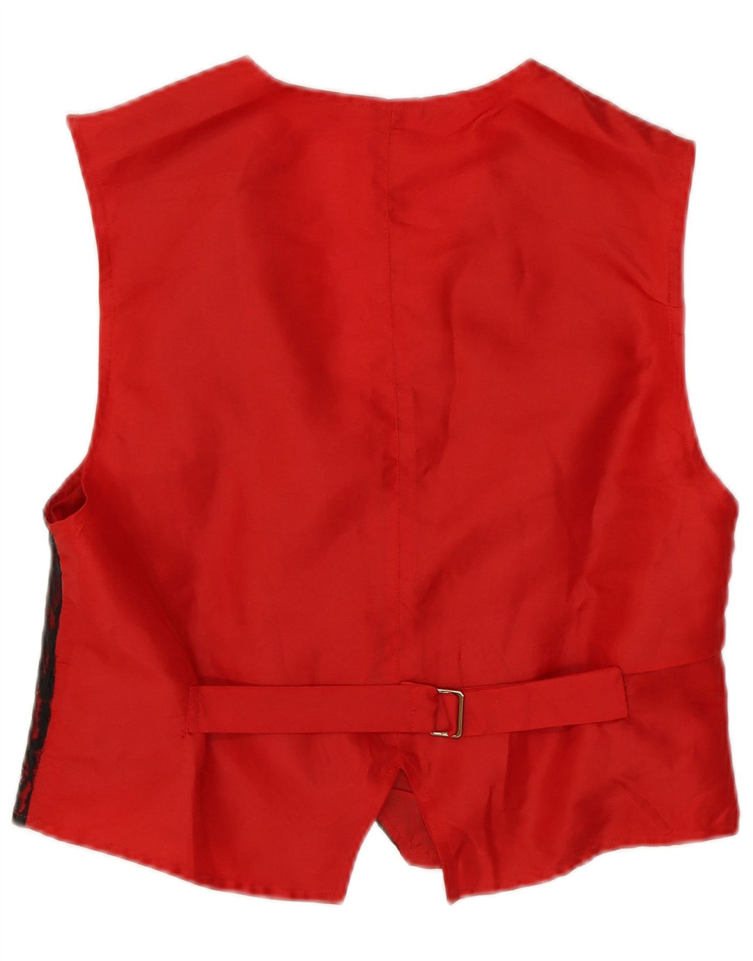 VINTAGE Womens Waistcoat UK 14 Medium Red Floral Polyester