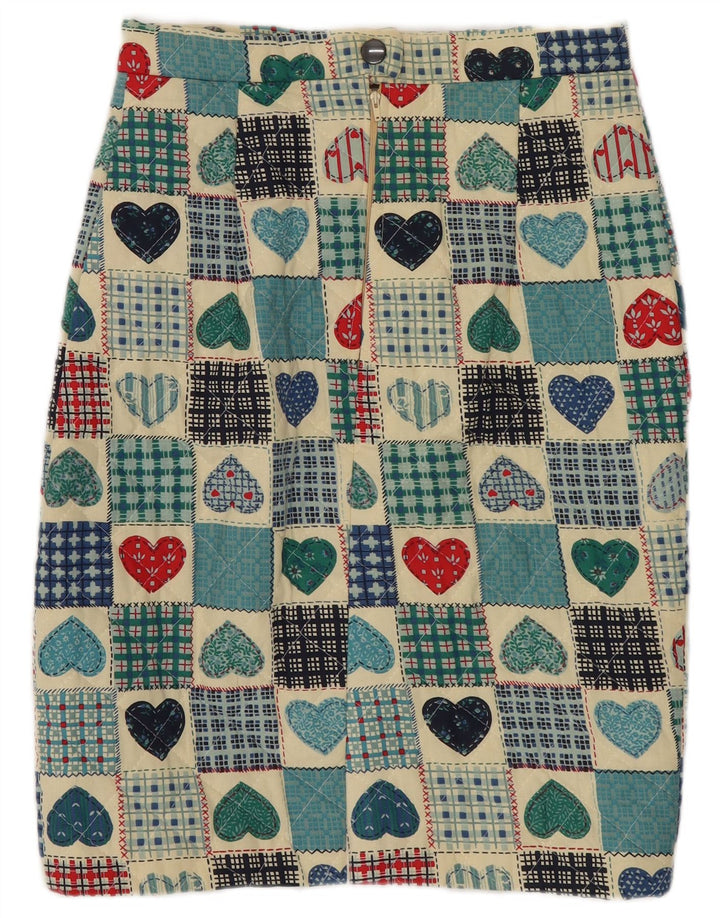 Vintage ženska prošivena pencil suknja W25 XS Raznobojni patchwork