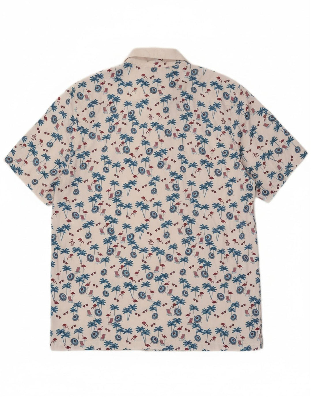 PENGUIN Mens Graphic Polo Shirt Large White Polyester Hawaiian Vintage Penguin and Second-Hand Penguin from Messina Hembry 