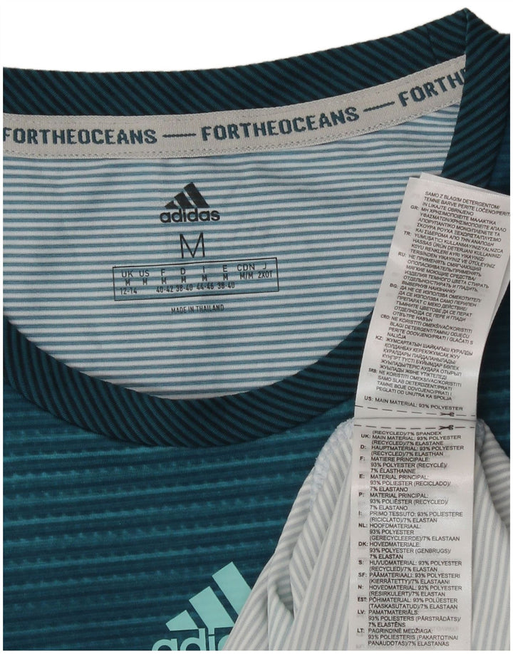 Adidas ženski prsluk UK 12/14 srednje plavi prugasti poliester