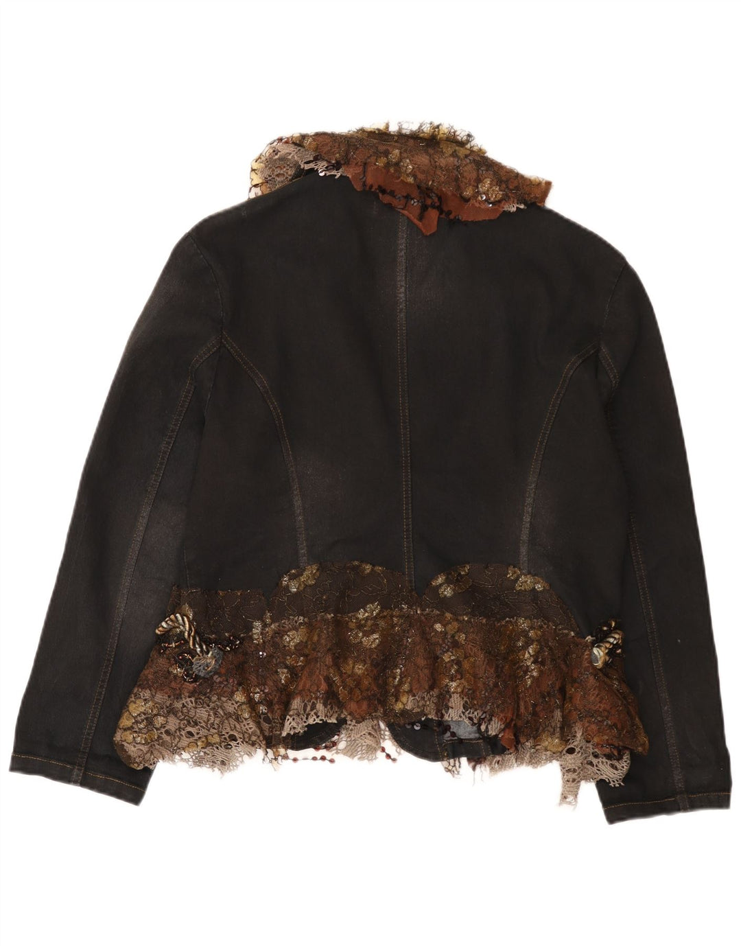 Vintage ženska traper jakna s 2 gumba UK 18 XL crne boje