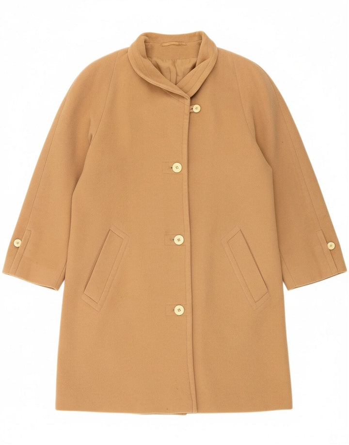 GOLDIX Womens Overcoat UK 14 Large  Beige Wool