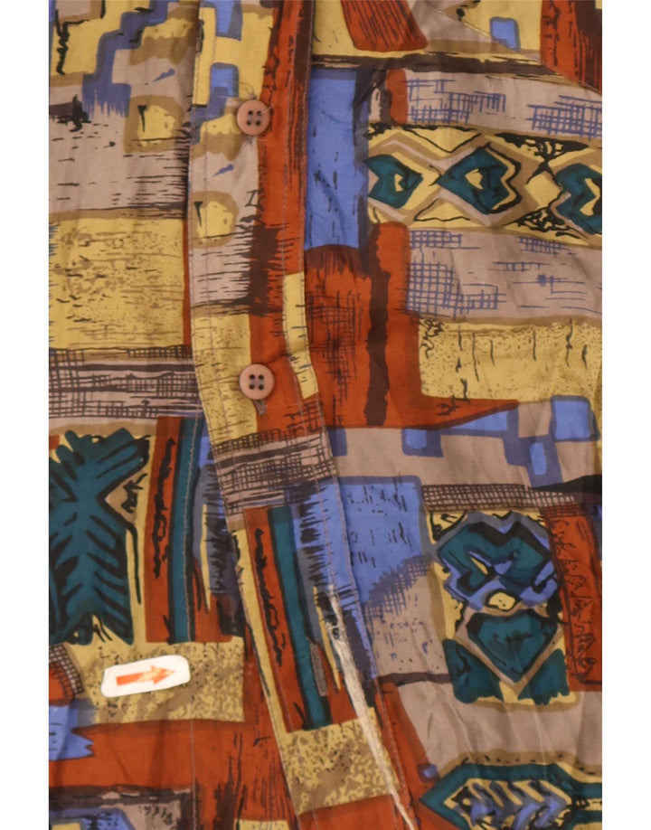 Vintage muška košulja kratkih rukava, velika raznobojna patchwork svila