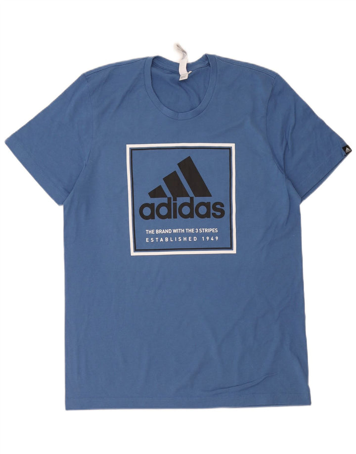 Adidas muška majica kratkih rukava s tri pruge srednje plavi pamuk