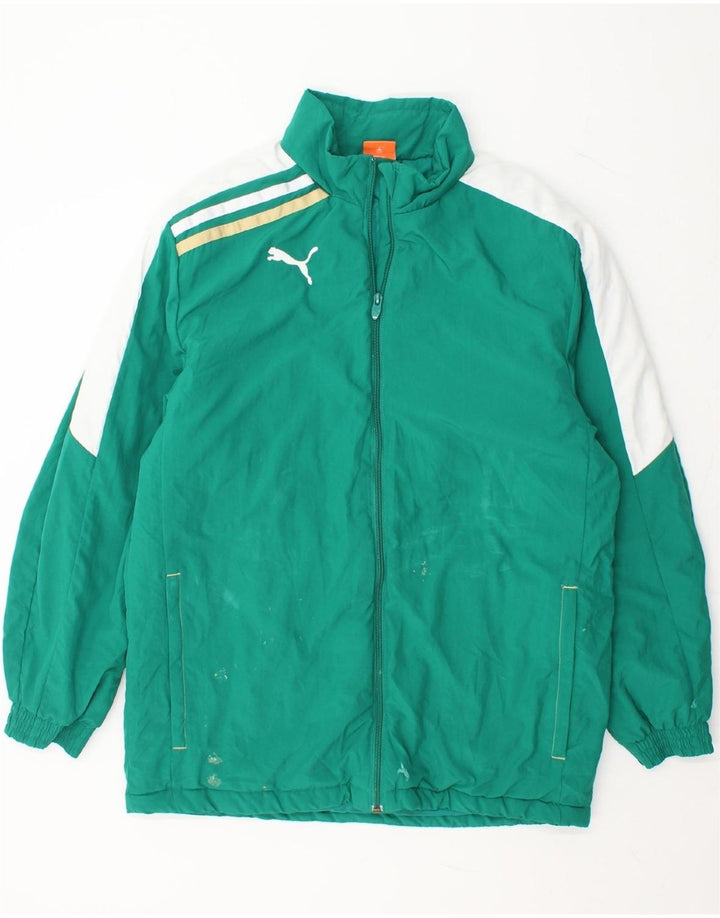PUMA Boys Windbreaker Jacket 15-16 Years Green Colourblock Polyester Vintage Puma and Second-Hand Puma from Messina Hembry 