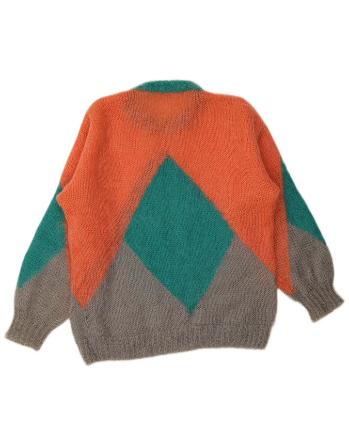Vintage ženski džemper s okruglim izrezom XL višebojni geometrijski