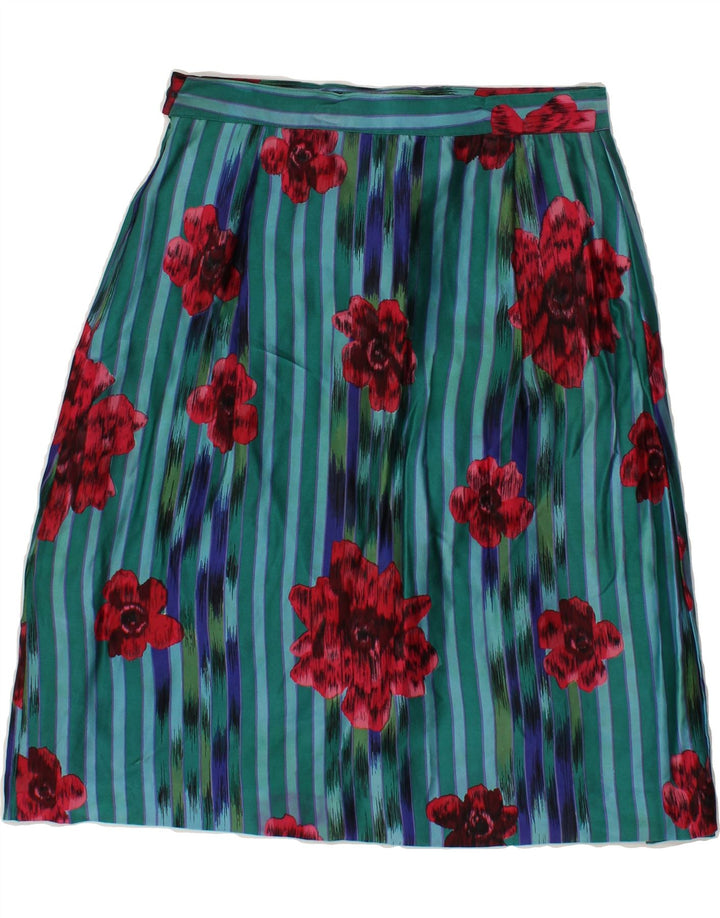 VINTAGE Womens A-Line Skirt W28 Medium Blue Floral Vintage Vintage and Second-Hand Vintage from Messina Hembry 