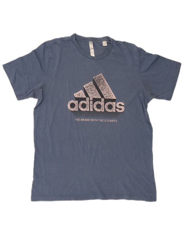 Adidas Mens Graphic T-Shirt Top Medium Navy Blue Cotton