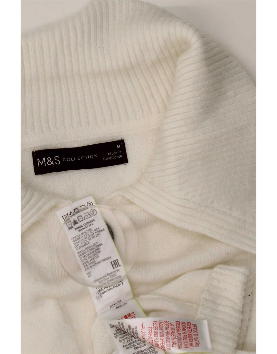 Marks & Spencer ženski kardigan pulover UK 14 Srednji bijeli poliester