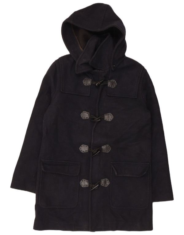 VINTAGE ženski duffle kaput s kapuljačom UK 18 XL tamnoplava vuna