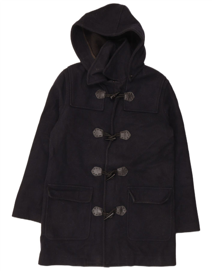 VINTAGE ženski duffle kaput s kapuljačom UK 18 XL tamnoplava vuna