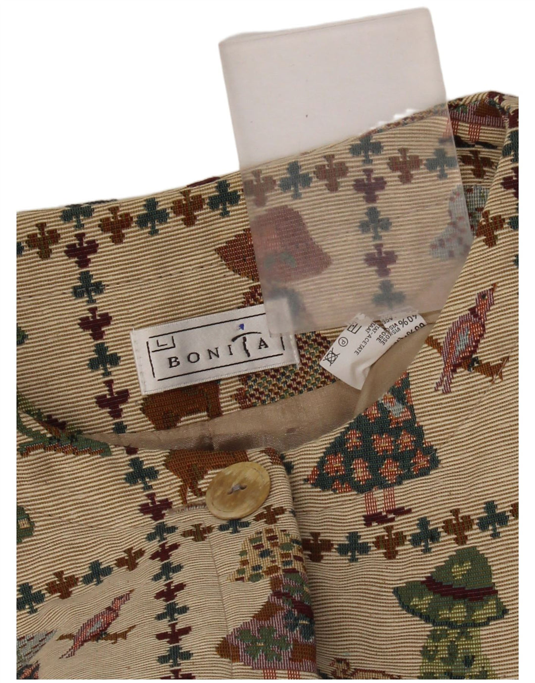 Bonita ženska bolero jakna UK 16 Velika bež poliesterska novost