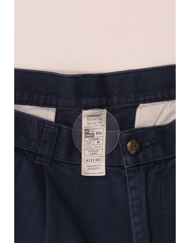 Marks & Spencer muške kratke chino hlače s štipaljkama W32 srednje tamnoplavi pamuk