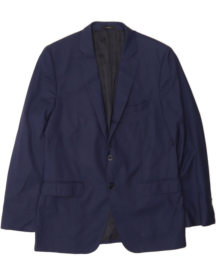 MASSIMO DUTTI Mens 2 Button Blazer Jacket EU 52 Large Navy Blue Acetate Vintage Massimo Dutti and Second-Hand Massimo Dutti from Messina Hembry 