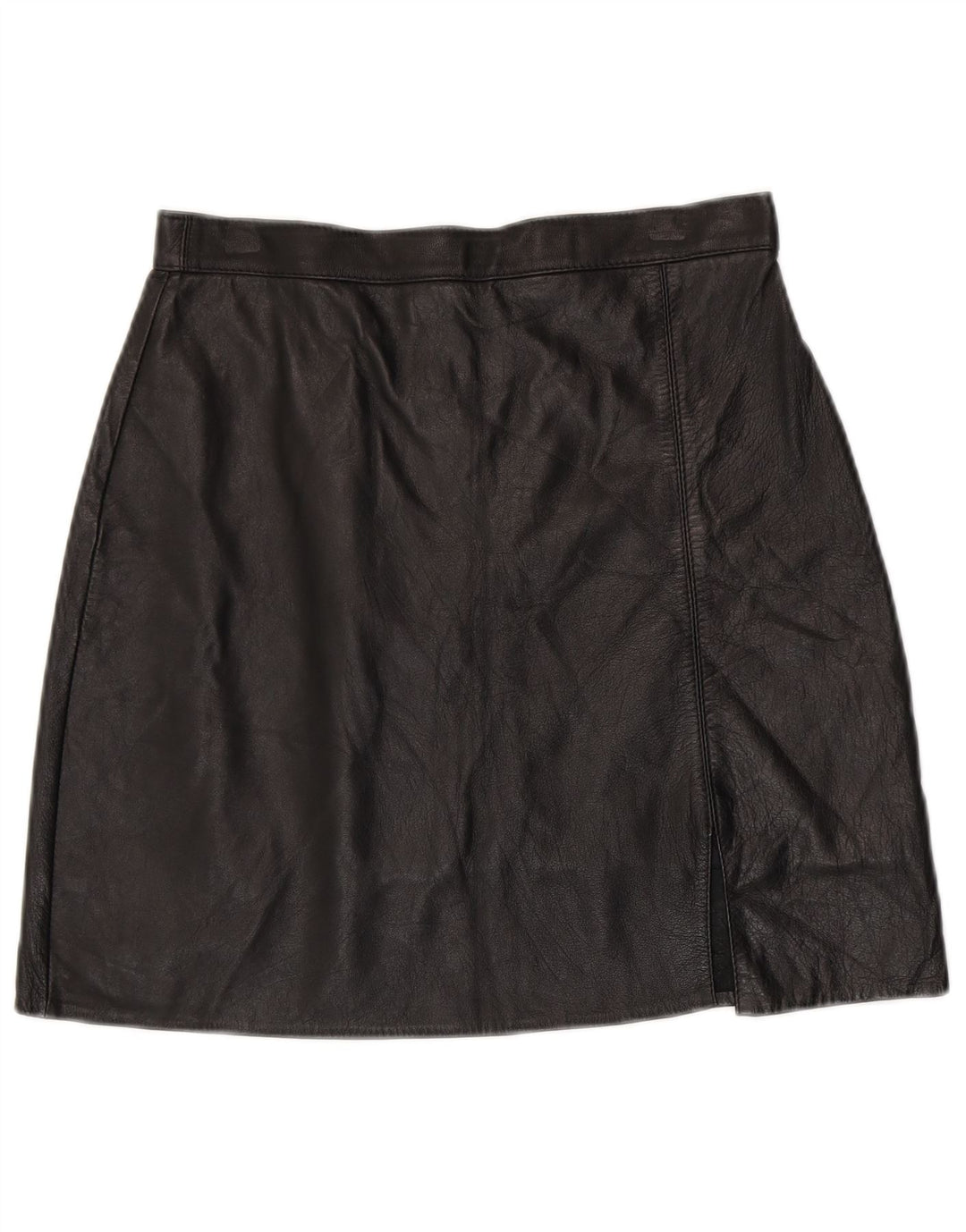 VINTAGE ženska mini kožna suknja W28 srednje crna